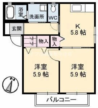 シャルマン　B棟の物件間取画像